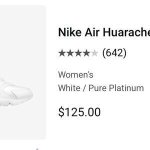 Nike Huarache Women's White Platinum Sneakers
